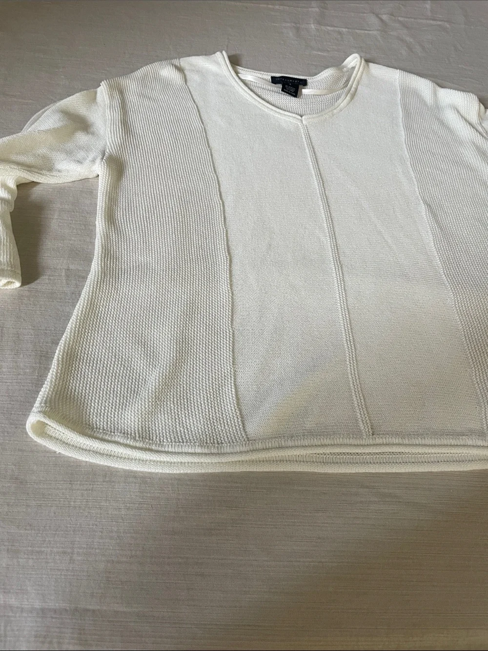 Investments Cream Textured V-Neck Pullover